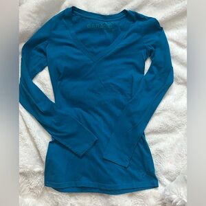 Garage Women's Teal Long Sleeve V-Neck Top